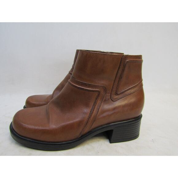 Earth Womens Size 7.5 Brown Leather Zip Fashion Ankle Boots Booties - Picture 1 of 11